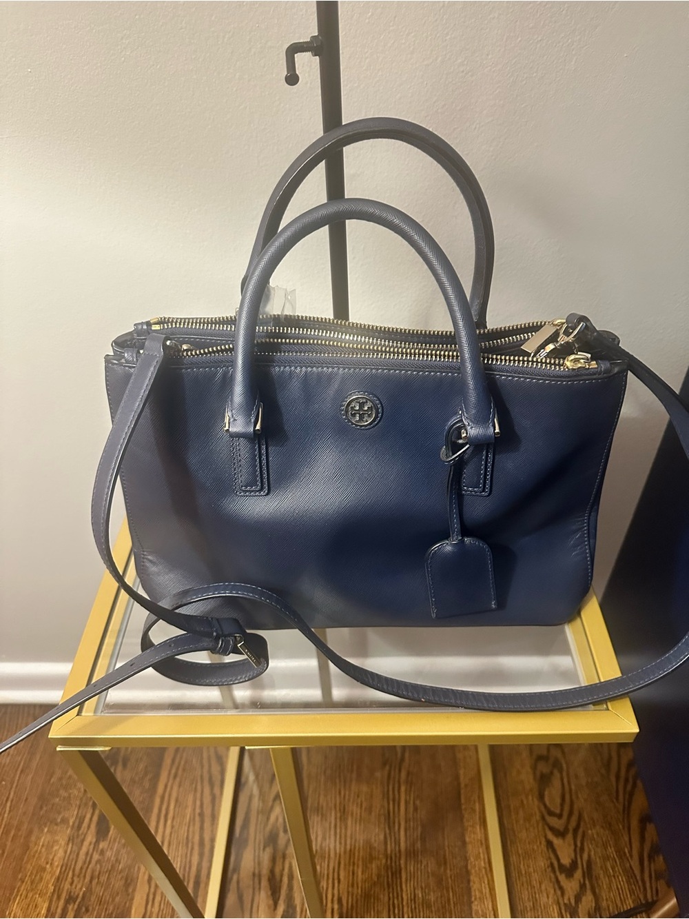 Tory Burch Navy Saffiano Leather Satchel